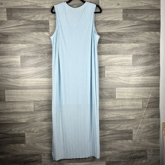 A New Day Maxi Dress Womens Large Blue Ribbed Sleeveless Round Neck Lagenlook - Picture 8 of 15